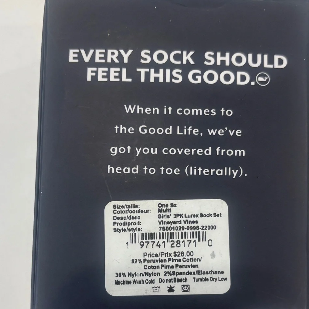 Vineyard Vines Kids Sock Trio - Pink, Green, Blue Glitter